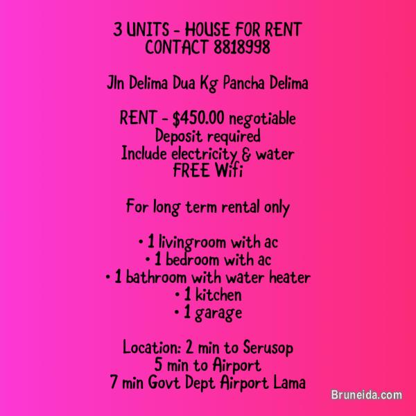3 UNITS - HOUSE FOR RENT Kg Pancha Delima - CONTACT 8818998 - image 1