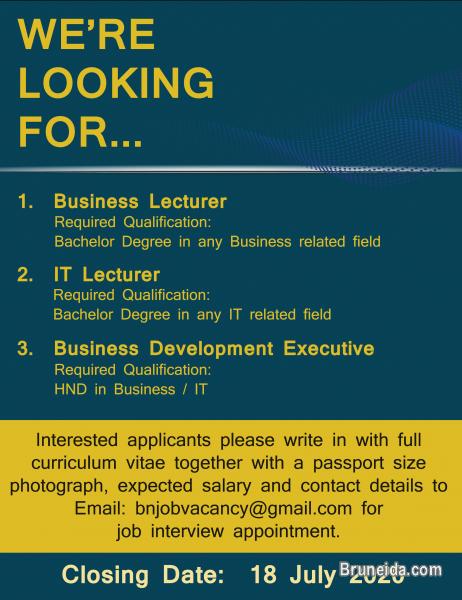 Pictures of Vacancy-Business Lect, IT Lect & Business Development Executive