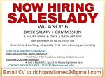 NOW HIRING SALESLADIES
