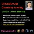 IGCSE/O/A/IB Level chemistry tutoring