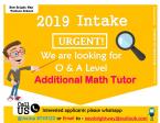 Tuition Tutors Job Vacancies for Intake 2019