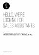 Sales Assistants Wanted