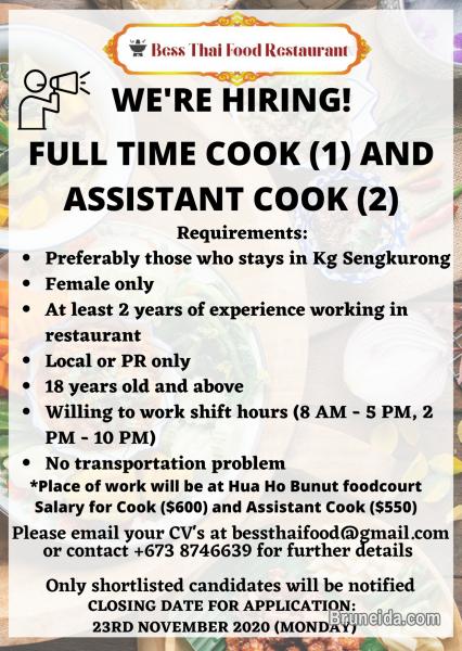 LOOKING FOR COOK - image 1