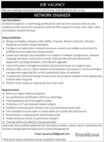 JOB VACANCY - NETWORK ENGINEER - image 1